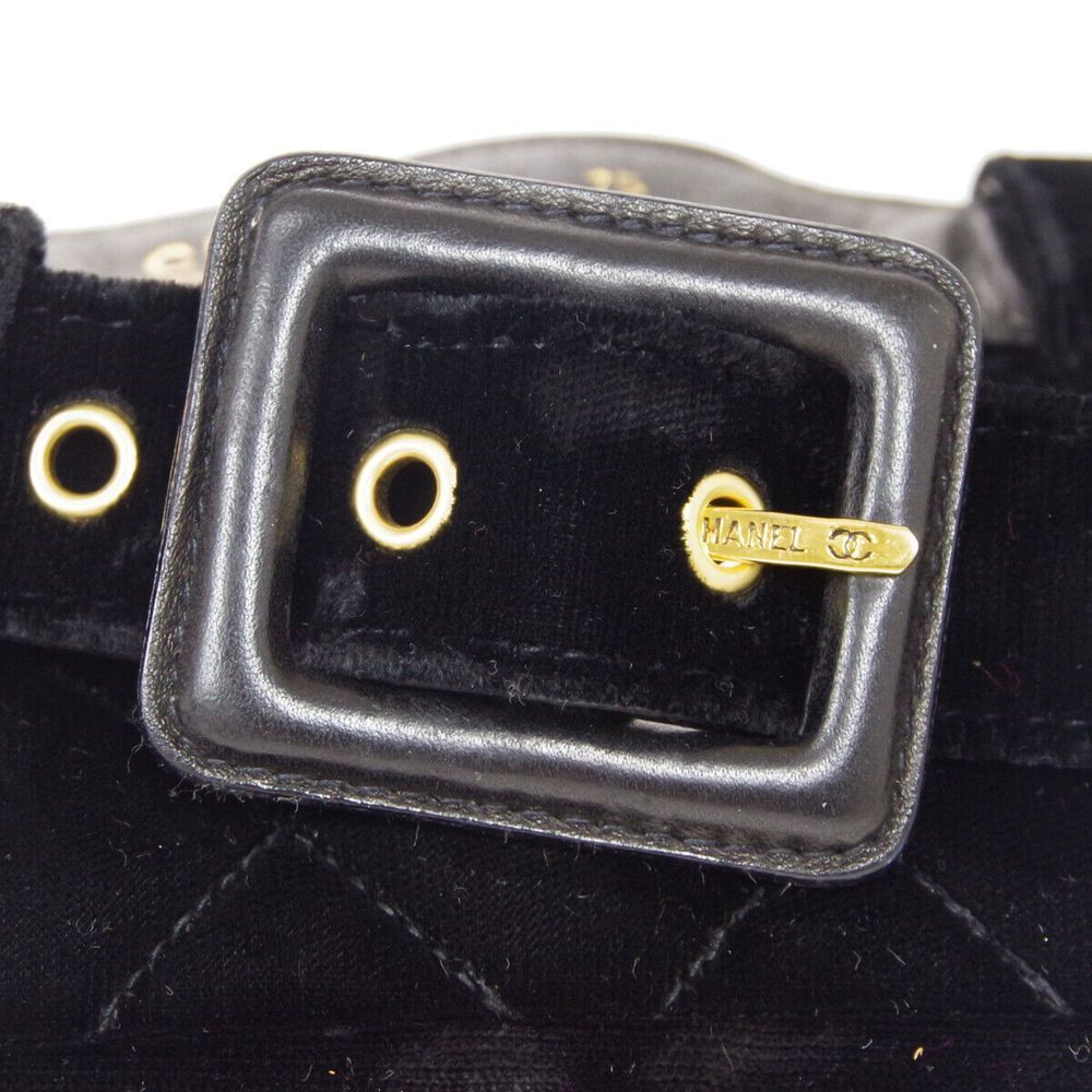 CHANEL Quilted CC BUM Belt Bag Pouch Purse Black Velvet Leather - Picture 4 of 8